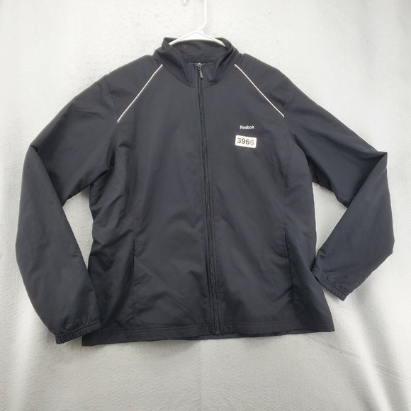 REEBOK Windbreaker Women's Warm Up Track Jacket Full-Zip Black Size XL - Picture 2 of 12